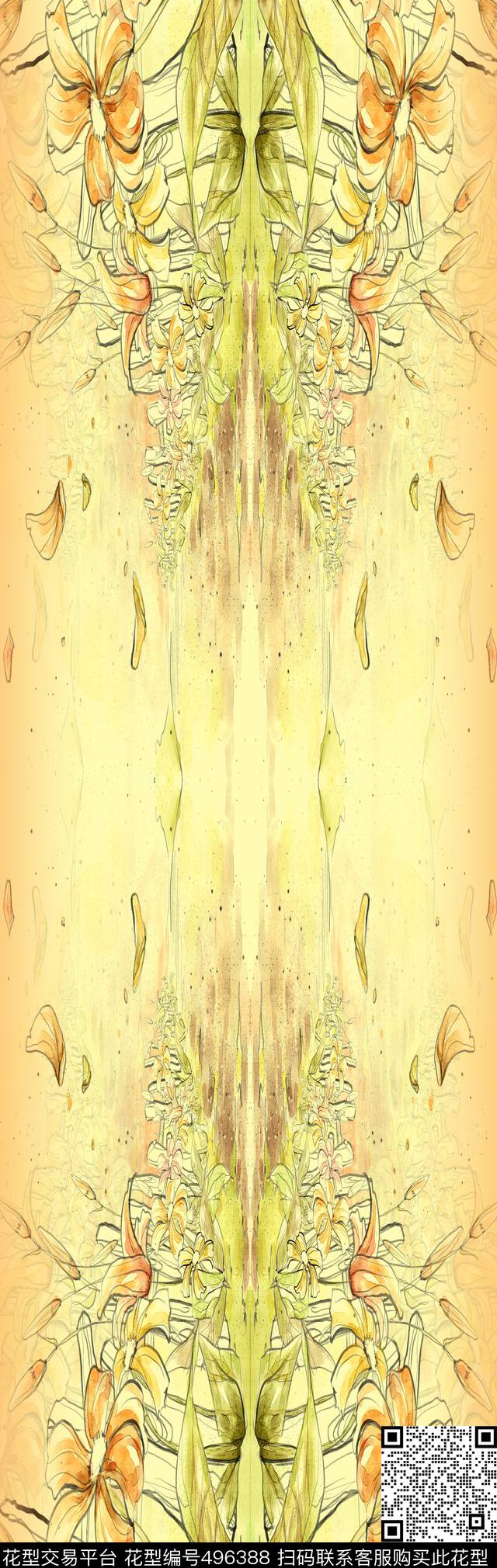 风景花卉数码定位围巾数码印花华亿平台下载（图片编号: 496388） - 瓦栏（Walan）