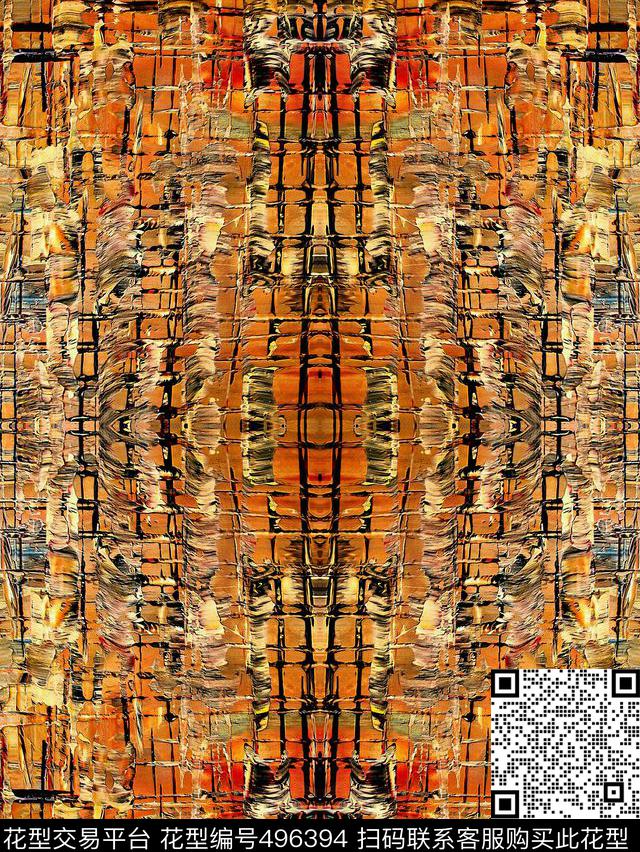 复古抽象笔刷编制效果数码印花华亿平台下载（图片编号: 496394） - 瓦栏（Walan）