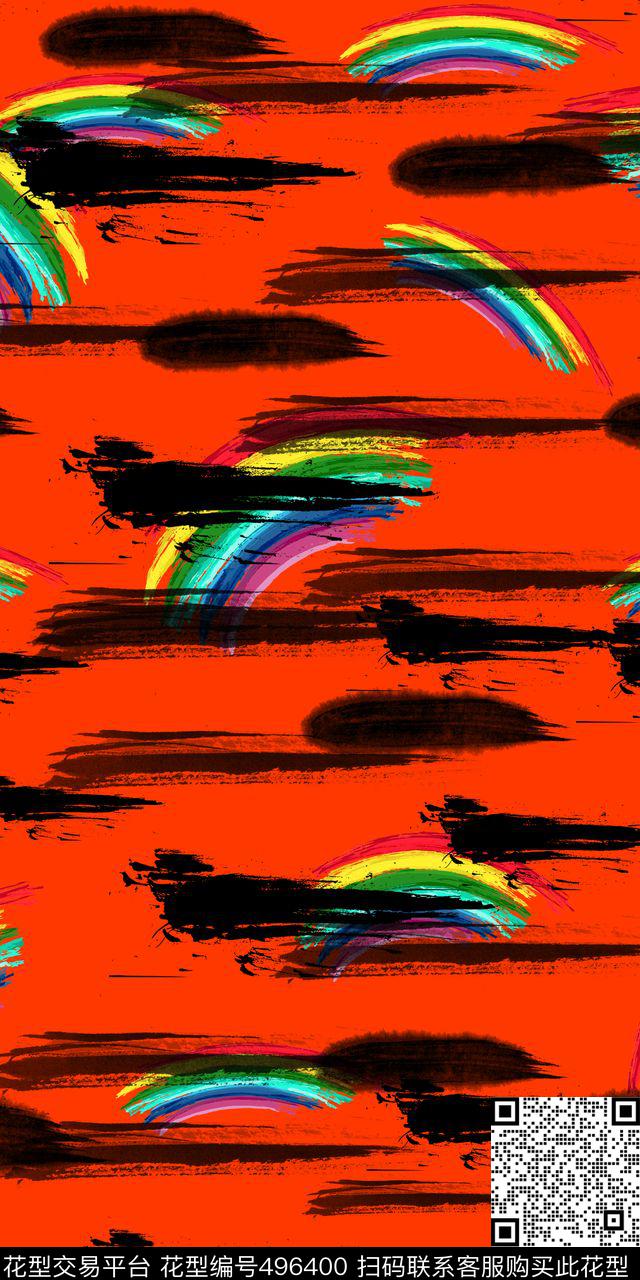 中国风笔墨彩绘数码印花华亿平台下载（图片编号: 496400） - 瓦栏（Walan）