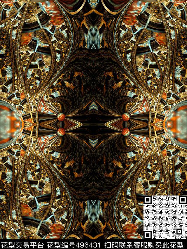 3D立体复古夹克数码印花华亿平台下载（图片编号: 496431） - 瓦栏（Walan）