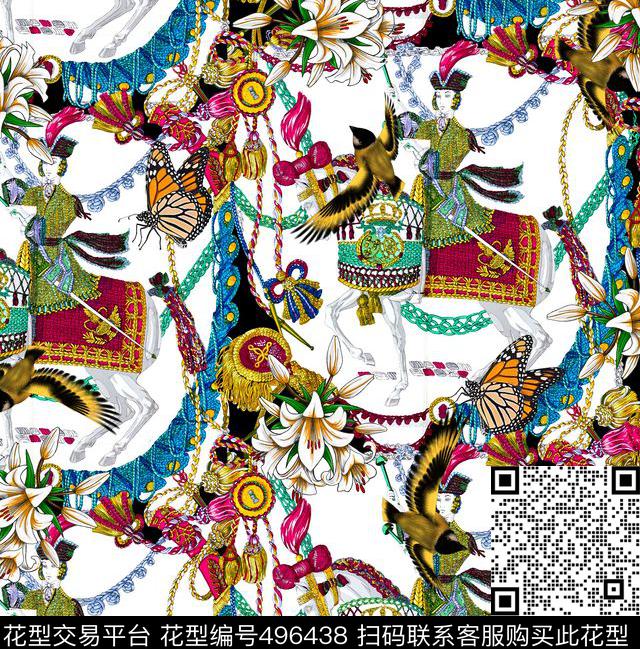 爱马仕风格潮流时尚动物数码印花华亿平台下载（图片编号: 496438） - 瓦栏（Walan）