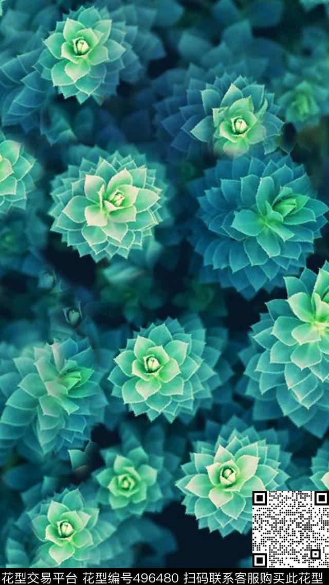 流行时尚手绘花卉欧美数码印花华亿平台下载（图片编号: 496480） - 瓦栏（Walan）