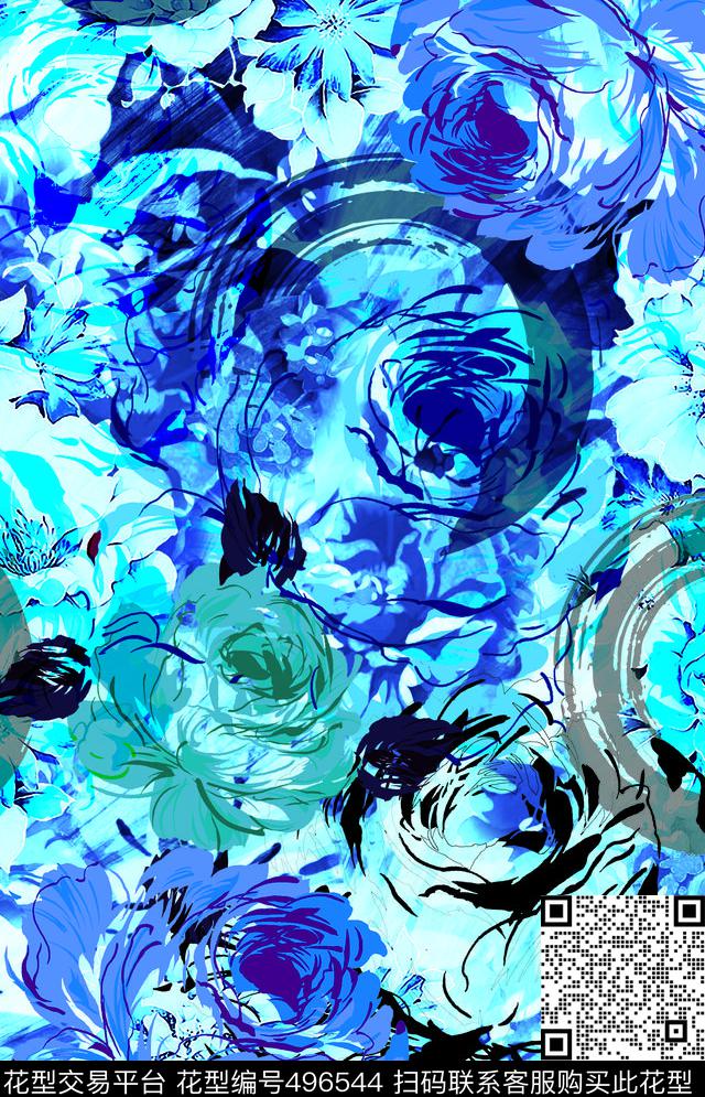 花卉女士衬衫春装休闲时尚数码印花华亿平台下载（图片编号: 496544） - 瓦栏（Walan）