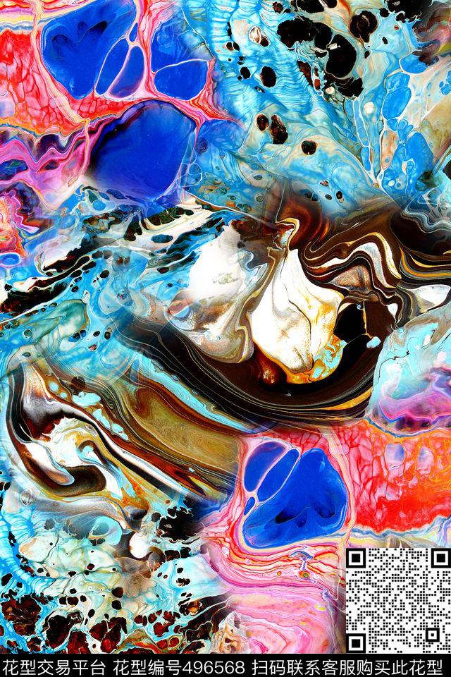 抽象炫彩矿石纹理数码印花华亿平台下载（图片编号: 496568） - 瓦栏（Walan）