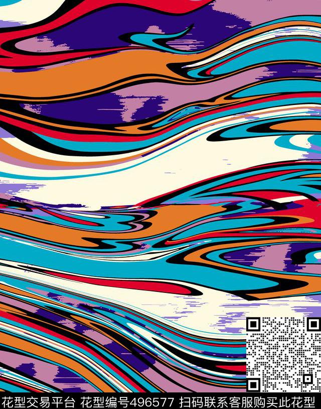 休闲风条纹水波纹炫彩传统传统印花华亿平台下载（图片编号: 496577） - 瓦栏（Walan）