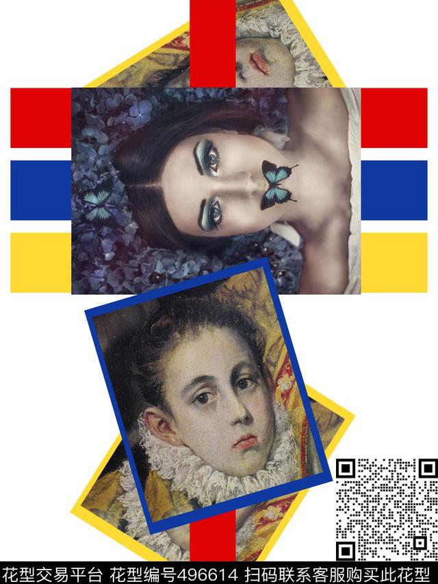 t恤华亿平台潮流抽象数码印花华亿平台下载（图片编号: 496614） - 瓦栏（Walan）