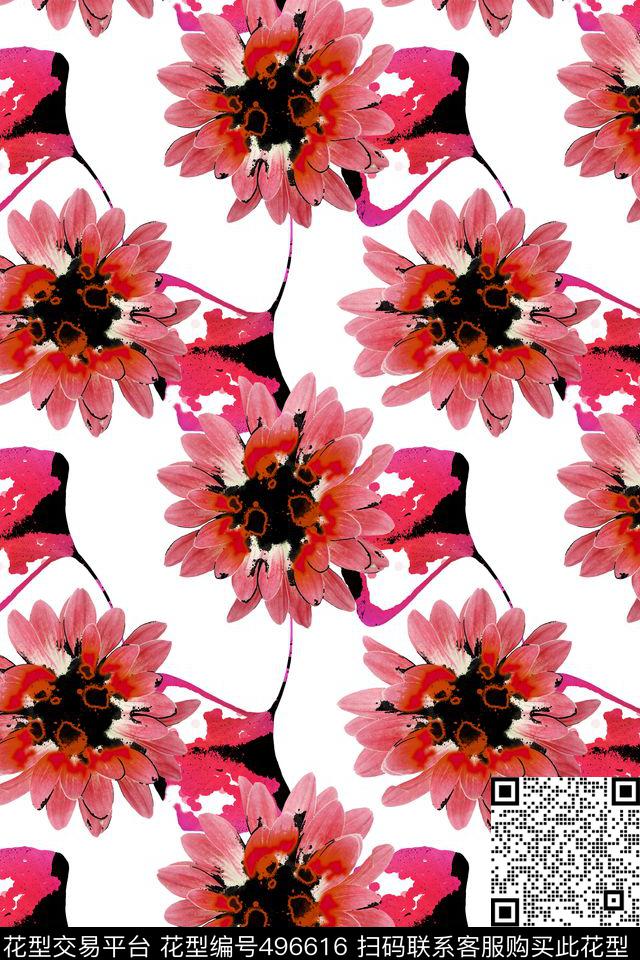 手绘水彩抽象数码印花华亿平台下载（图片编号: 496616） - 瓦栏（Walan）