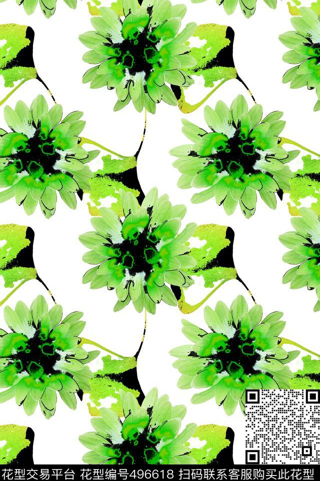 手绘水彩抽象数码印花华亿平台下载（图片编号: 496618） - 瓦栏（Walan）