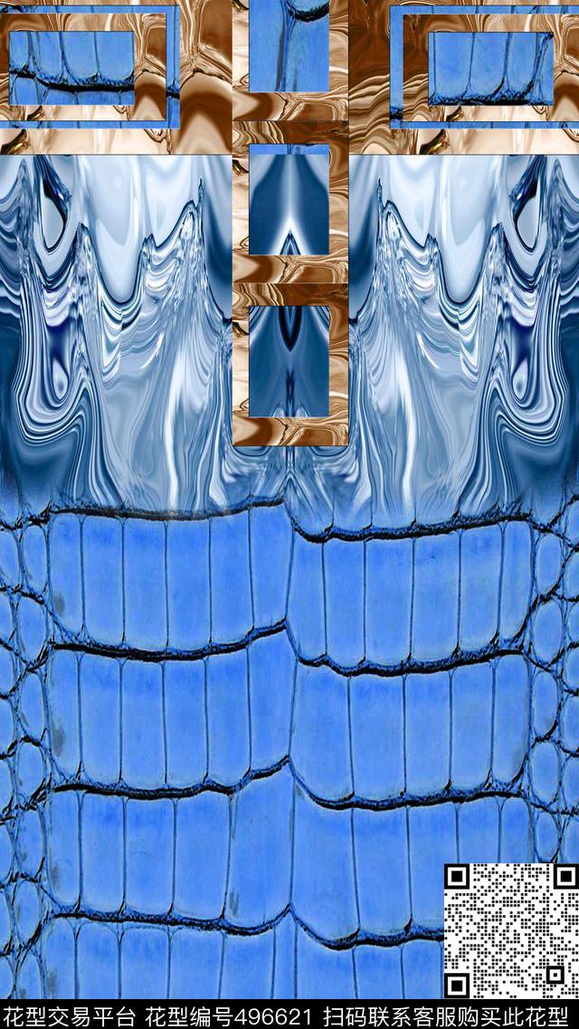 时尚定位蛇纹肌理机械元素数码印花华亿平台下载（图片编号: 496621） - 瓦栏（Walan）