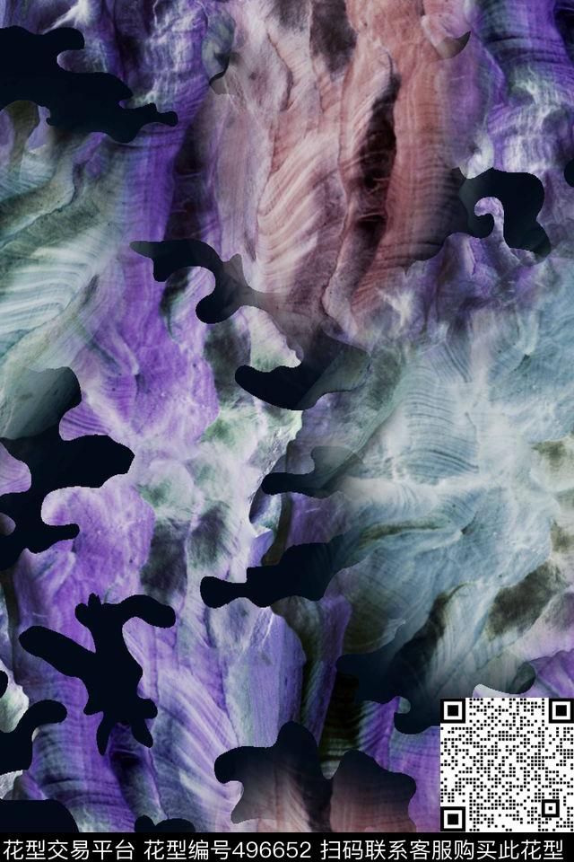 潮流时尚大牌抽象迷彩复古自然景观数码印花华亿平台下载（图片编号: 496652） - 瓦栏（Walan）