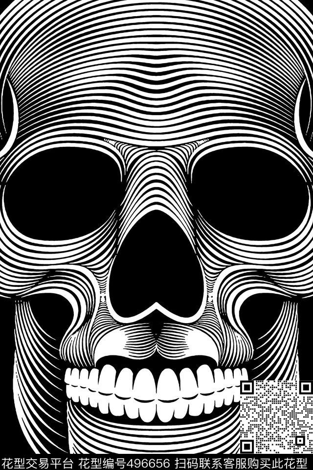 T恤线条简约骷髅头线条简约男装传统印花华亿平台下载（图片编号: 496656） - 瓦栏（Walan）