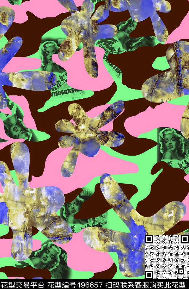 几何潮流时尚大牌抽象几何矿石纹理数码印花华亿平台下载（图片编号: 496657） - 瓦栏（Walan）