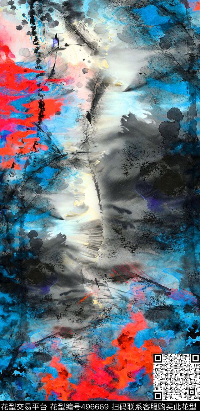 MAX-中国风MAX-抽象自然风景流行时尚数码印花华亿平台下载（图片编号: 496669） - 瓦栏（Walan）