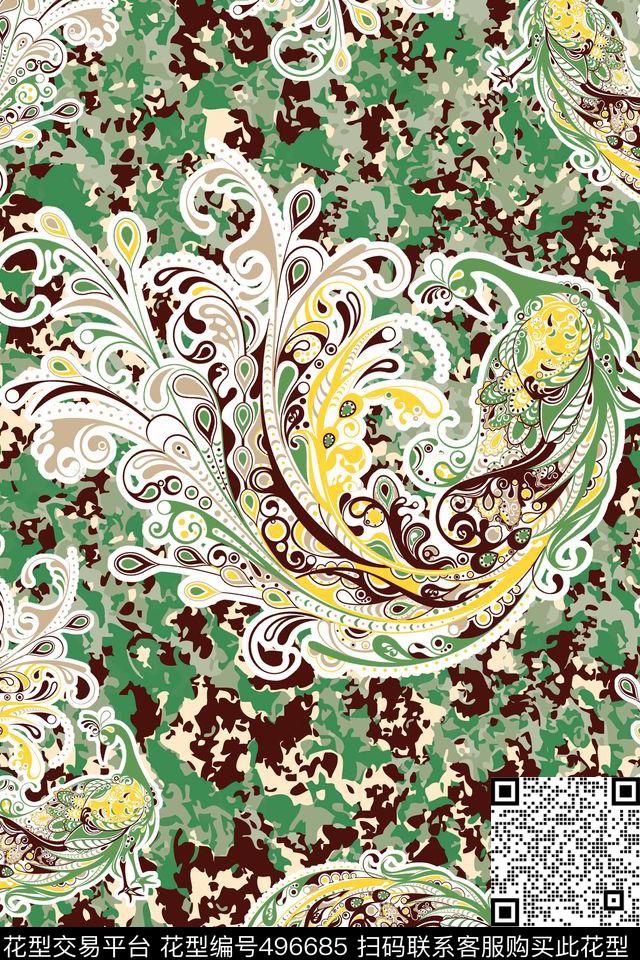 几何女装矢量孔雀数码印花华亿平台下载（图片编号: 496685） - 瓦栏（Walan）