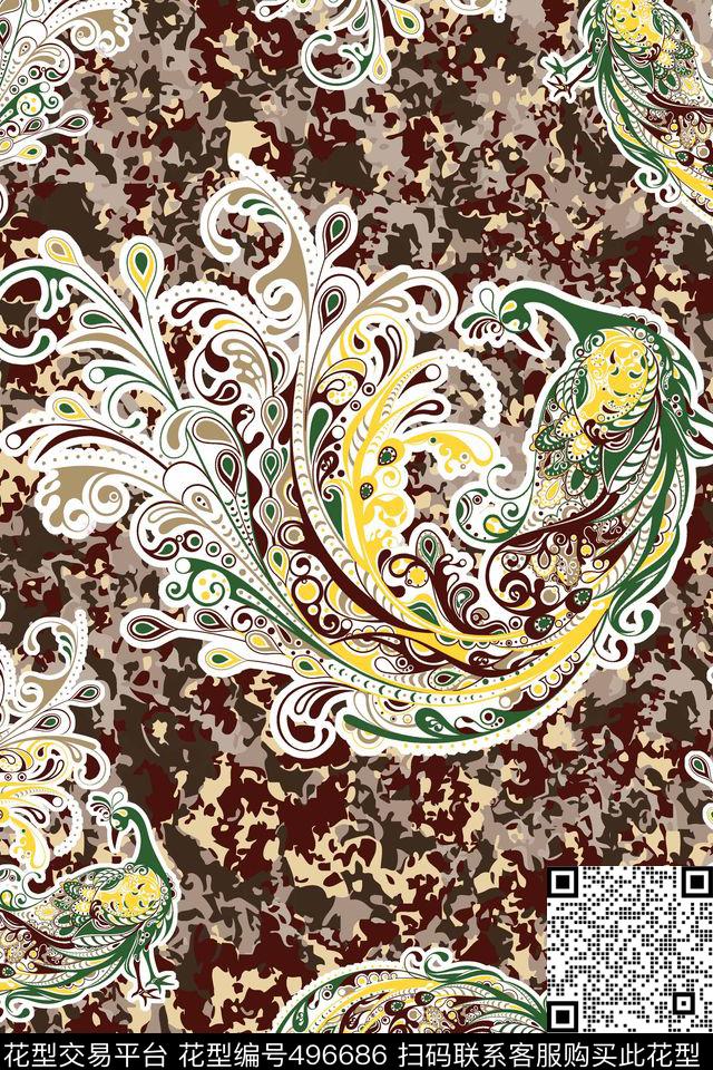 潮流时尚大牌几何男装数码印花华亿平台下载（图片编号: 496686） - 瓦栏（Walan）