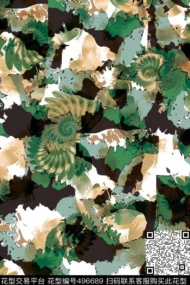 不规则几何潮流时尚大牌几何色块数码印花华亿平台下载（图片编号: 496689） - 瓦栏（Walan）