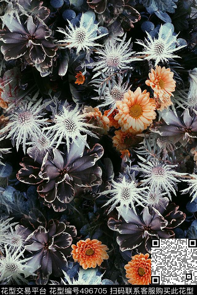 潮流花卉男装女装数码印花华亿平台下载（图片编号: 496705） - 瓦栏（Walan）