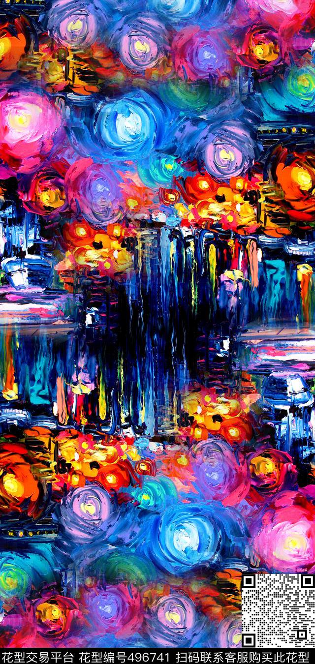 油画烟花抽象数码印花华亿平台下载（图片编号: 496741） - 瓦栏（Walan）