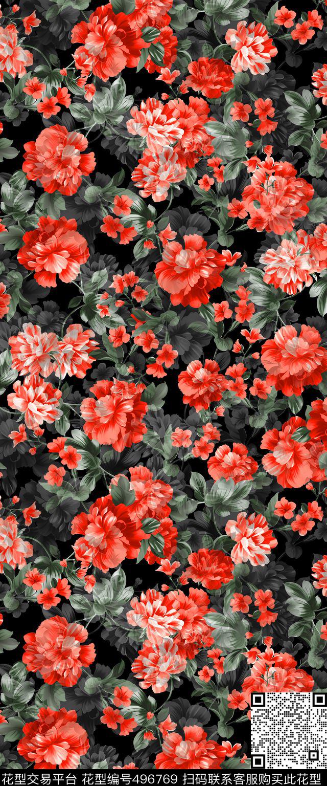 窗帘多色花卉数码印花华亿平台下载（图片编号: 496769） - 瓦栏（Walan）