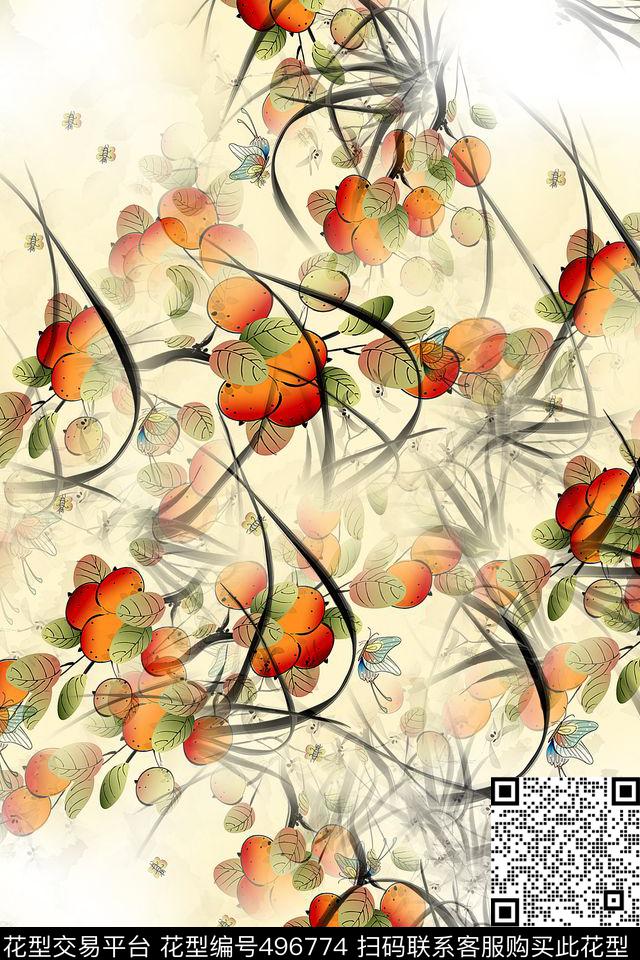 时尚大牌花卉数码印花华亿平台下载（图片编号: 496774） - 瓦栏（Walan）