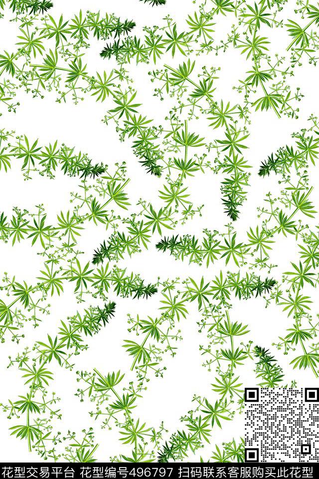 田园风水草绿色植物数码印花华亿平台下载（图片编号: 496797） - 瓦栏（Walan）