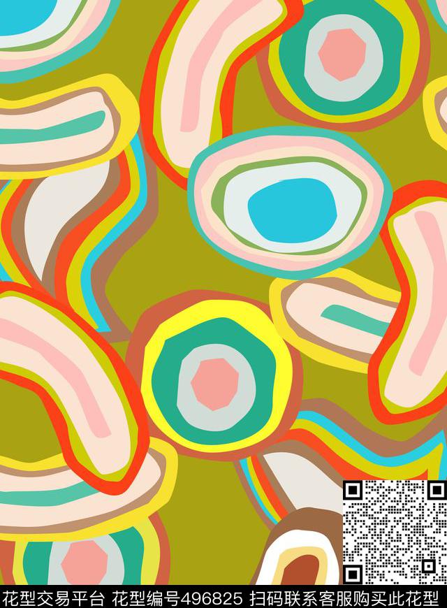 抽象色块手绘传统印花华亿平台下载（图片编号: 496825） - 瓦栏（Walan）