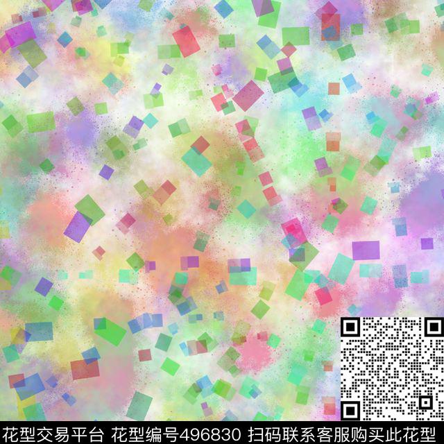 多彩泼墨矩形数码印花华亿平台下载（图片编号: 496830） - 瓦栏（Walan）