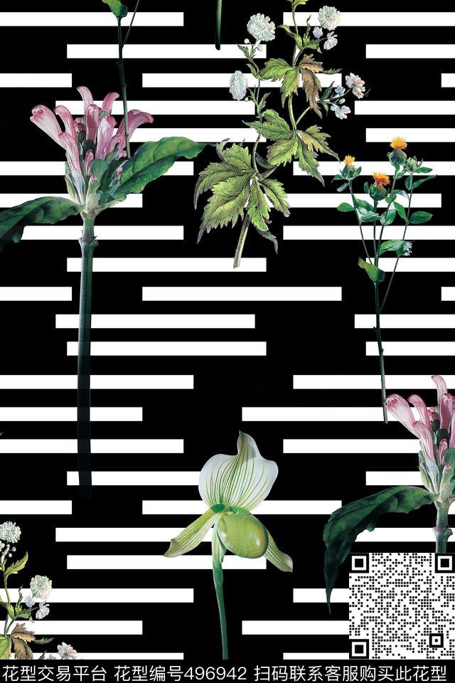 大牌几何花卉数码印花华亿平台下载（图片编号: 496942） - 瓦栏（Walan）
