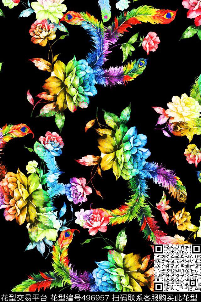 创意服装面料创意设计图案T恤数码印花华亿平台下载（图片编号: 496957） - 瓦栏（Walan）