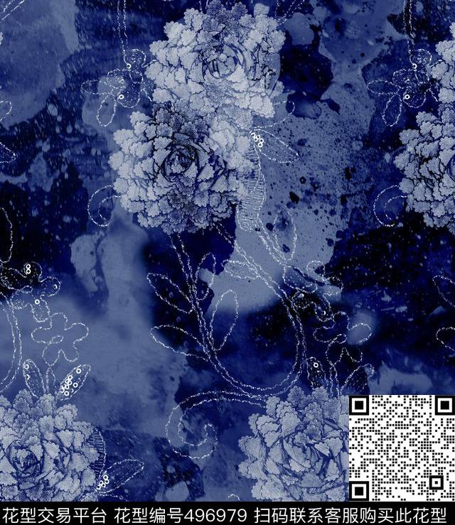 复古夹克蕾丝花数码印花华亿平台下载（图片编号: 496979） - 瓦栏（Walan）