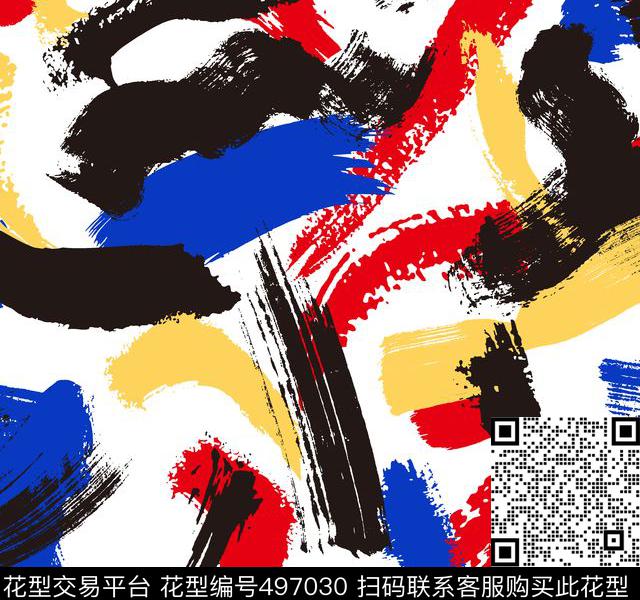 中国风笔墨时尚数码印花华亿平台下载（图片编号: 497030） - 瓦栏（Walan）