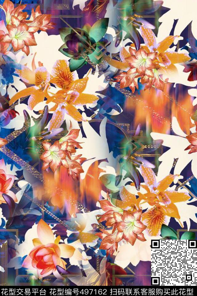 潮流大牌花卉数码印花华亿平台下载（图片编号: 497162） - 瓦栏（Walan）