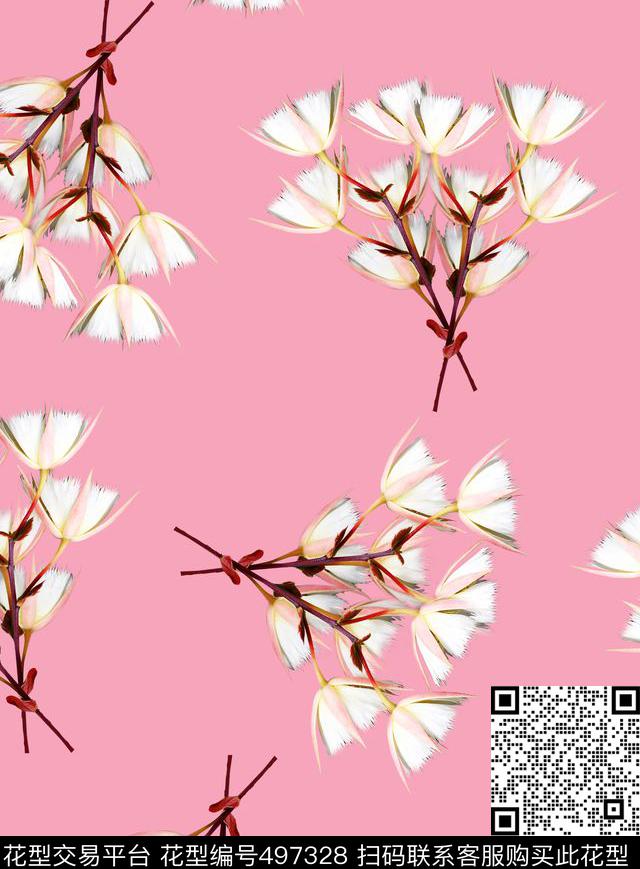 清爽花卉清新甜美传统印花华亿平台下载（图片编号: 497328） - 瓦栏（Walan）