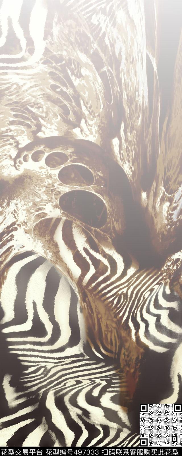 豹纹老虎纹斑马裙子上衣外套新潮单边定位数码印花华亿平台下载（图片编号: 497333） - 瓦栏（Walan）