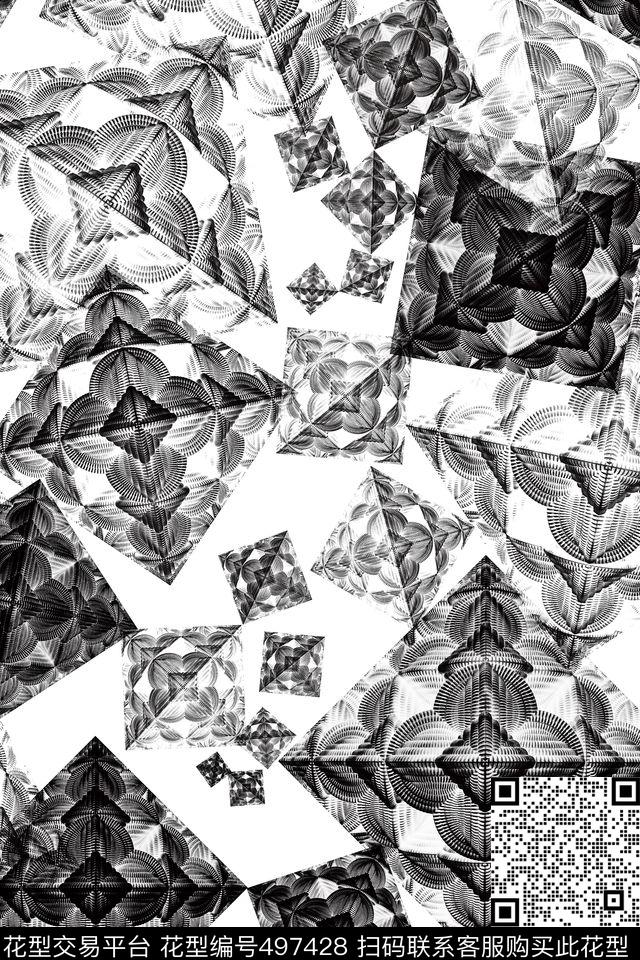 数码时尚黑底数码印花华亿平台下载（图片编号: 497428） - 瓦栏（Walan）