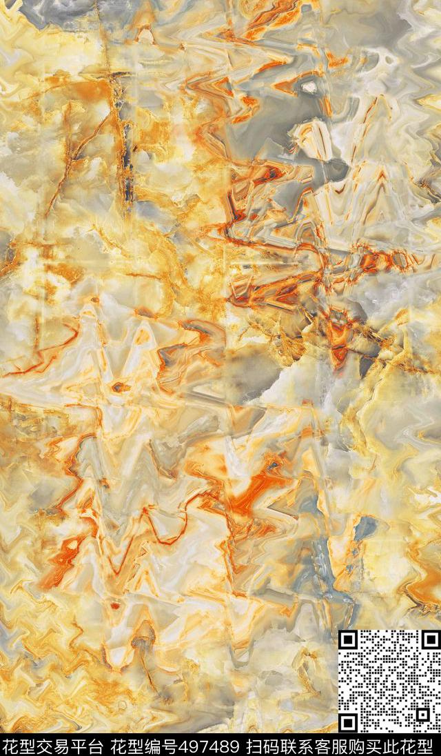 风景潮流时尚大牌绚丽抽象水波纹数码印花华亿平台下载（图片编号: 497489） - 瓦栏（Walan）