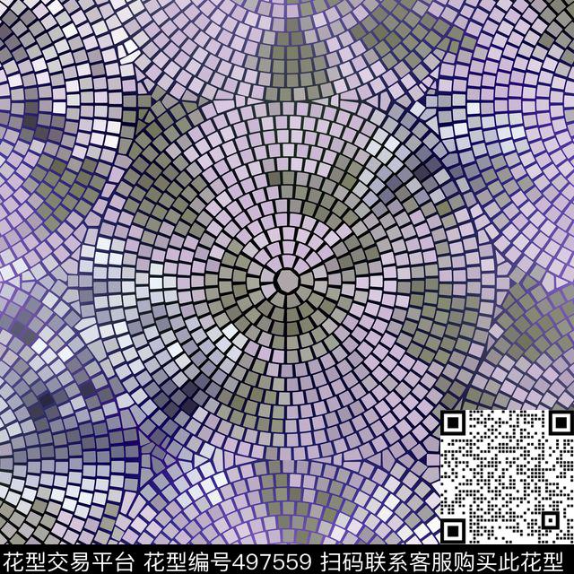 方块拼图几何圆形圆圈马赛克拼图数码印花华亿平台下载（图片编号: 497559） - 瓦栏（Walan）