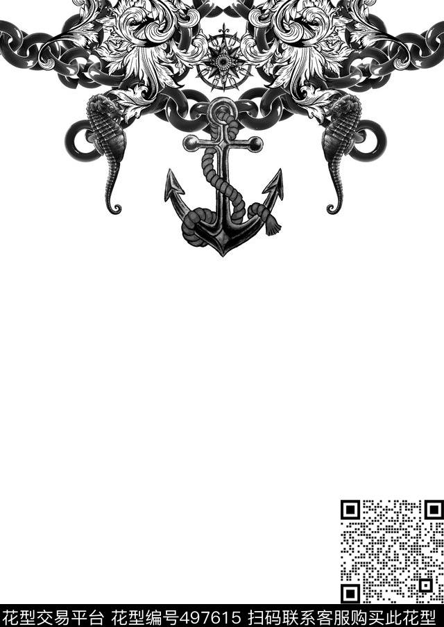 T恤图案海马海洋元素数码印花华亿平台下载（图片编号: 497615） - 瓦栏（Walan）