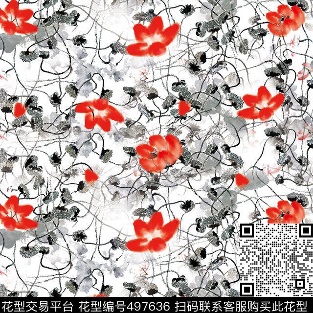 1色淡雅数码传统印花华亿平台下载（图片编号: 497636） - 瓦栏（Walan）