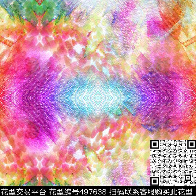 多彩水彩组合数码印花华亿平台下载（图片编号: 497638） - 瓦栏（Walan）