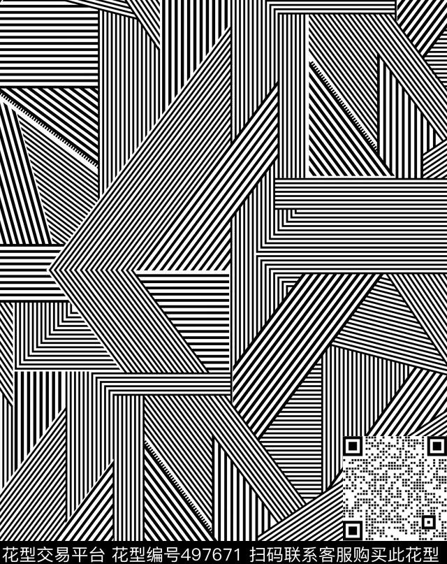 休闲几何线条黑白几何传统印花华亿平台下载（图片编号: 497671） - 瓦栏（Walan）