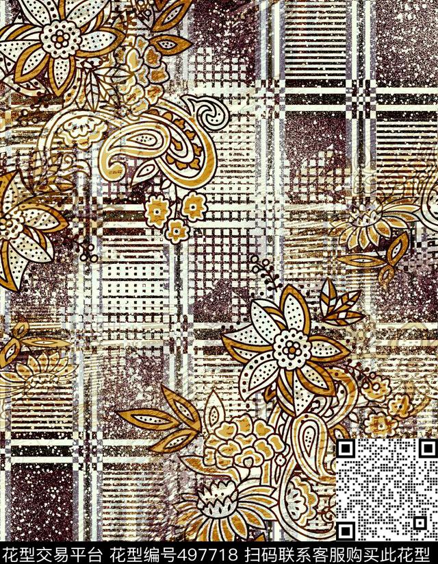 抽象方格线条几何雕花数码印花华亿平台下载（图片编号: 497718） - 瓦栏（Walan）