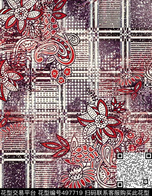 几何雕花方格线条抽象数码印花华亿平台下载（图片编号: 497719） - 瓦栏（Walan）