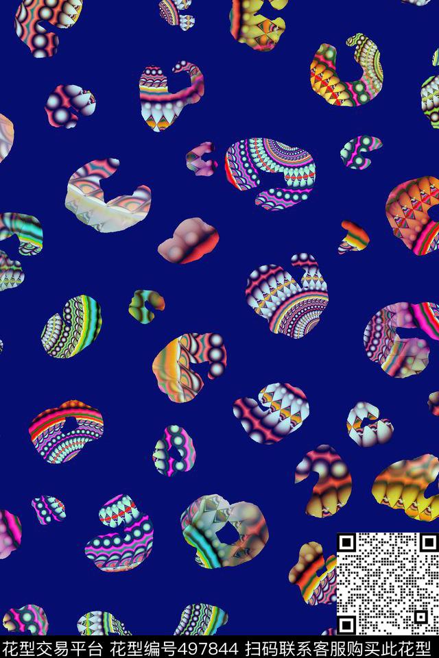 抽象豹纹点子数码印花华亿平台下载（图片编号: 497844） - 瓦栏（Walan）