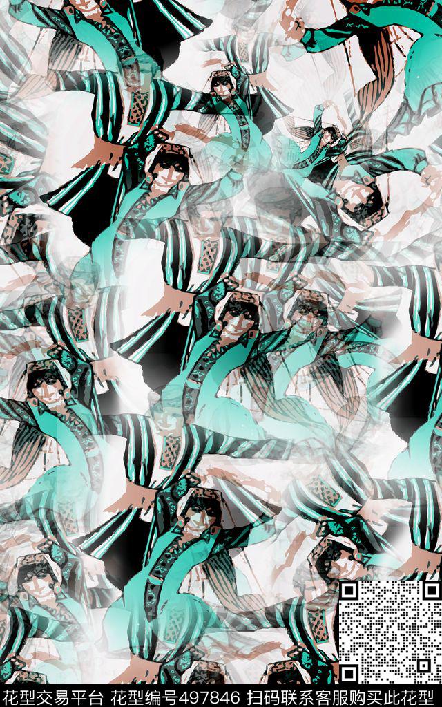 时尚男女混搭邮票少数民族风复古民族风数码印花华亿平台下载（图片编号: 497846） - 瓦栏（Walan）