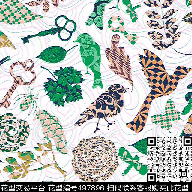 原创动物优雅数码印花华亿平台下载（图片编号: 497896） - 瓦栏（Walan）