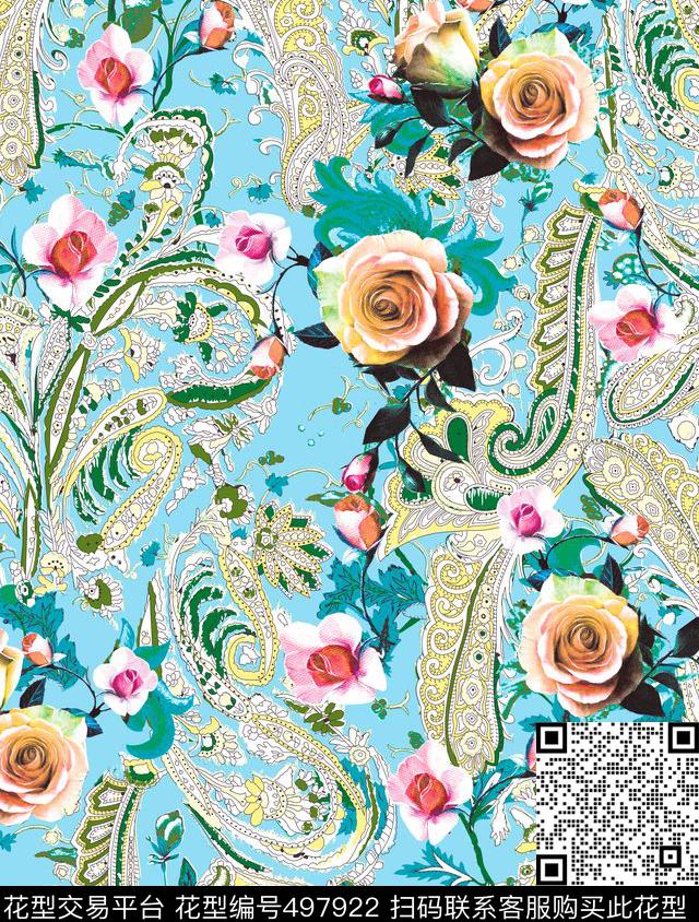 原创民族花卉数码印花华亿平台下载（图片编号: 497922） - 瓦栏（Walan）