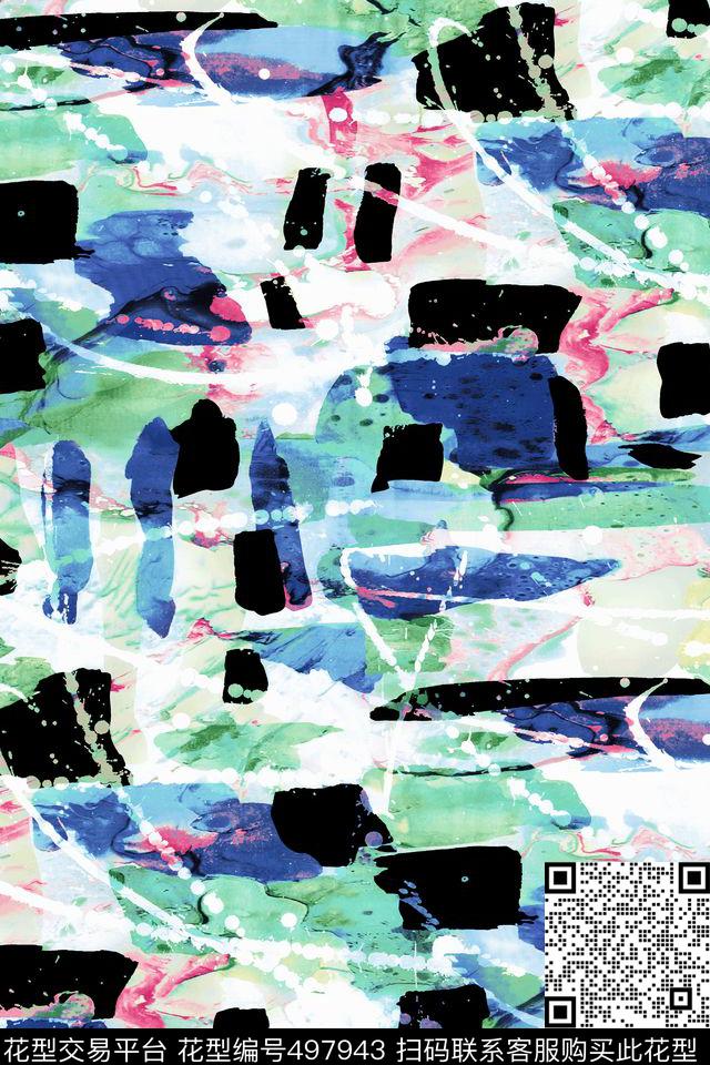 彩色凌乱凌乱涂鸦女装数码印花华亿平台下载（图片编号: 497943） - 瓦栏（Walan）