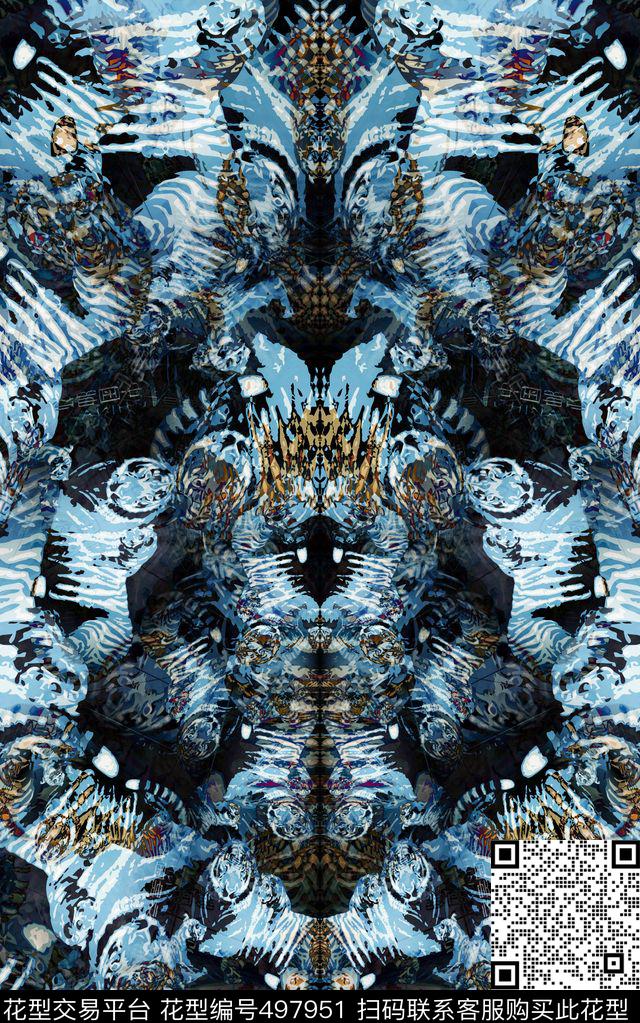 男女混搭狮子豹纹时尚数码印花华亿平台下载（图片编号: 497951） - 瓦栏（Walan）