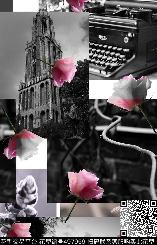 流行时尚照片花卉男士衬衫男装数码印花华亿平台下载（图片编号: 497959） - 瓦栏（Walan）